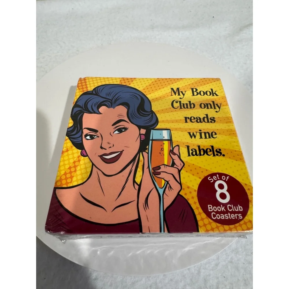 Book Club Coasters Set of 8 unique designs laminated sturdy paperboard